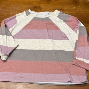 Striped Pink and Gray Women's Blouse size xl
